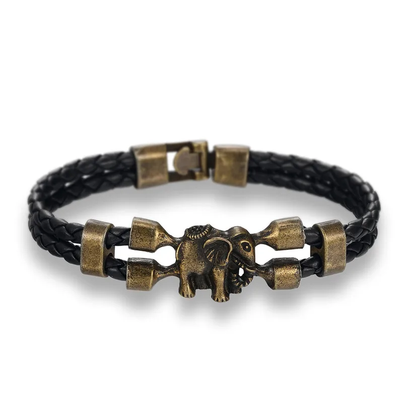 MKENDN 2017 Hot sale high quailty Elephant Bracelet Men Bangle Genuine Leather Hand Chain Buckle friendship male female Bracelet image 3