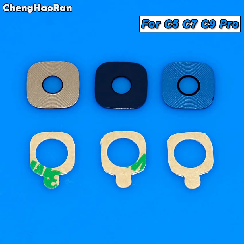 ChengHaoRan 2pcs Glass Material Back Rear Camera Lens with Sticker for Samsung Galaxy C5 pro/C7 pro/C9 pro C5010 C7010 C9000