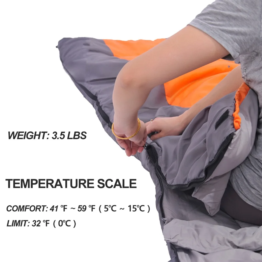 Desert&Fox Camping Sleeping Bag 220x85cm Envelope Waterproof Shell Lightweight Sleeping Bag Compression Sack for Hiking Travel