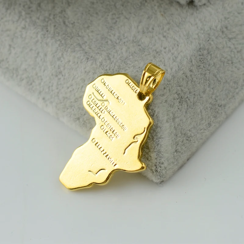 Anniyo Wholesale Bulk Africa Map Charms Pendant Gold Color Jewelry Women Men Ethiopian Nigeria Kenya South Africa Congo #132006