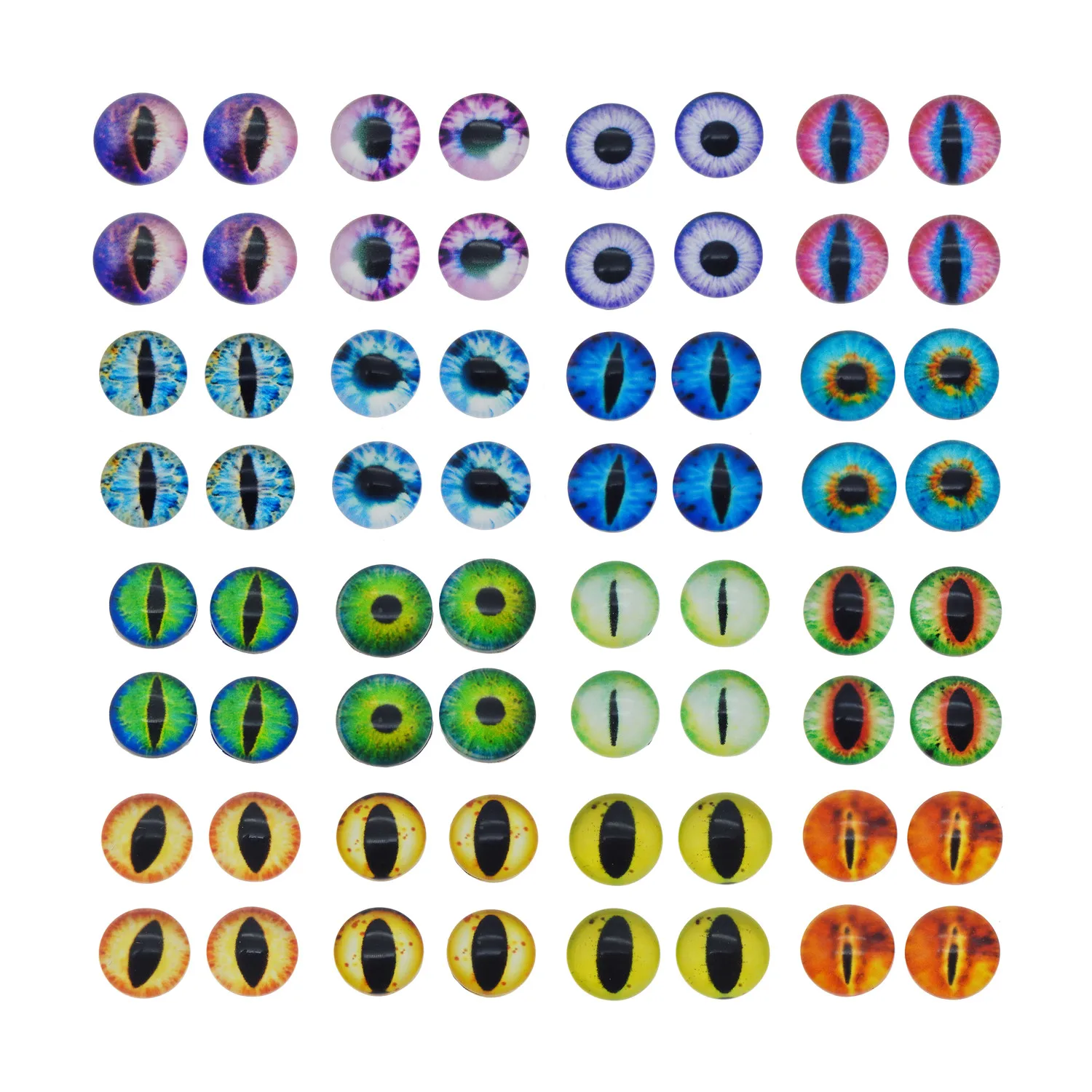 2-50PCS Round 6MM-40MM Glass Dragon Cat Eyes Cabochon Charms Accessory Glass Cabochon Multi Color Horse Eyes Cat Pattern Crafts