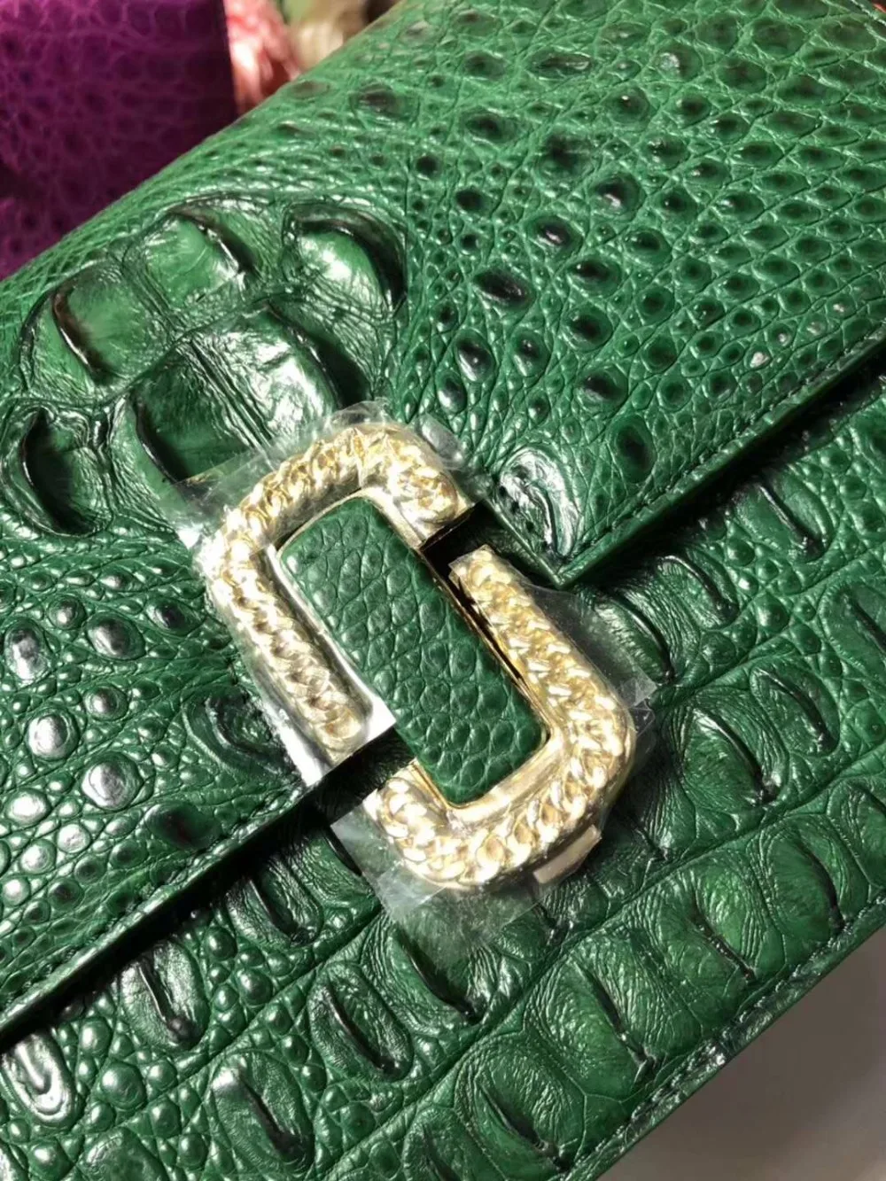 2018 newest design100% real genuine crocodile skin women cross body shouder bag white color crocodile skin orange green purple