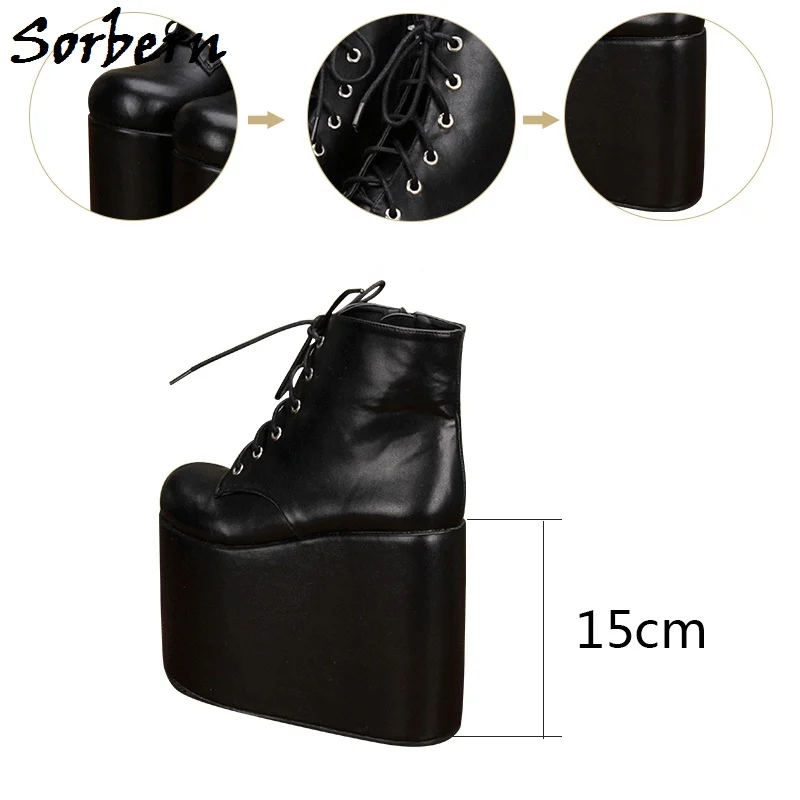 Sorbern Black Thigh High Ankle Boots Lace-Up Spring Women Shoes Round Toe Designer Brand Custom Color Platform Ladies Boots