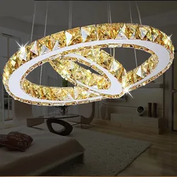 2 rings LED Chandeliers Creative round restaurant modern crystal lamp living room dining room lighting garden golden lamps