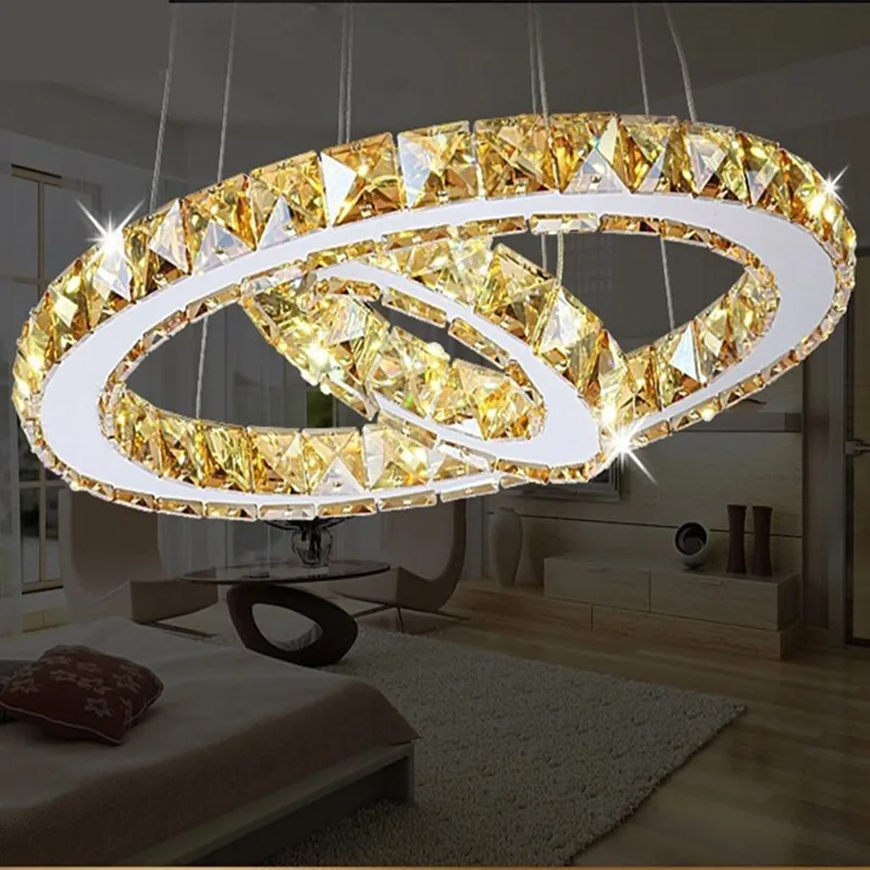 lustres led redondos criativos para sala de estar lampada de cristal moderna iluminacao dourada para restaurante sala de jantar e jardim aneis 01