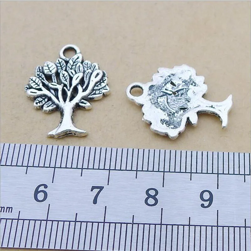 25pcs Antique Silver Plated Tree Of Life Charms Pendants For Jewelry Making Bracelet DIY Craft Charm Handmade 21x17mm