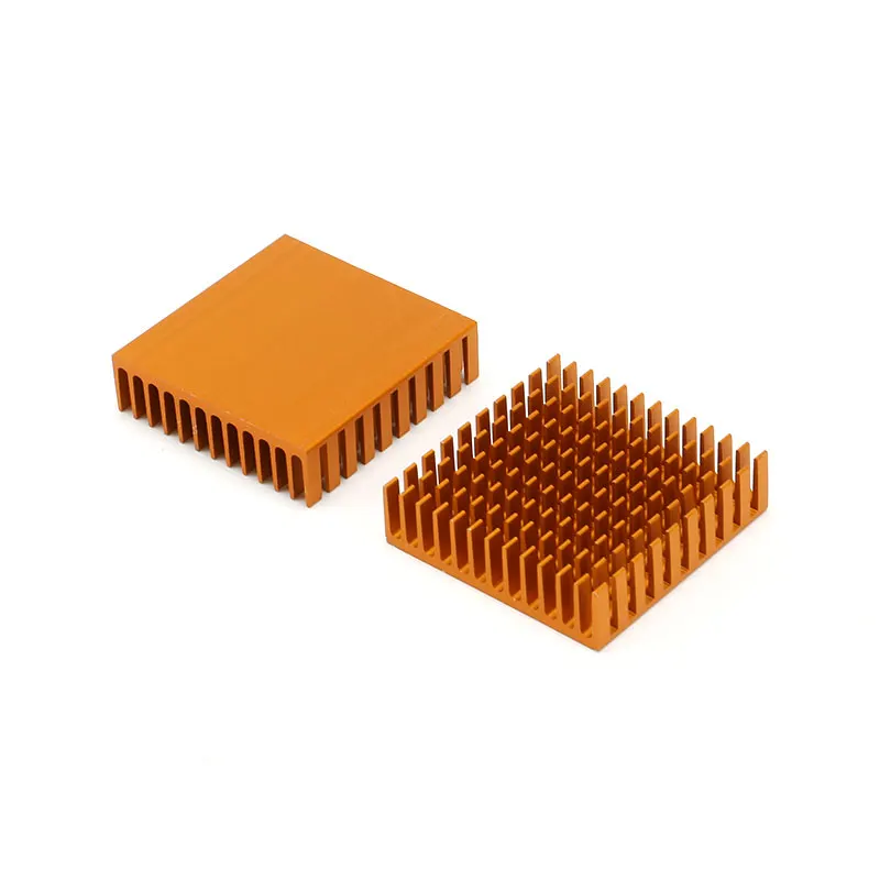 Disipador de calor de aluminio, 5 piezas, 40x40x11mm, radiador, Enfriador de refrigeración para Chip electrónico IC LED, ordenador, oro, 40x40x11mm