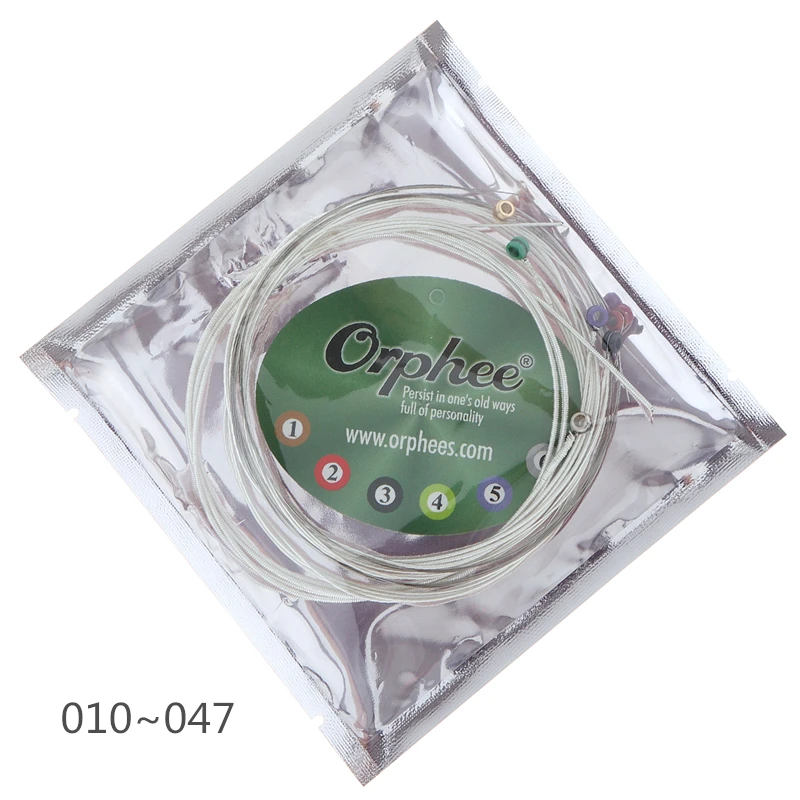 Conjunto de cordas de guitarra acústicas com 6 lâmpadas orphee, enfeites antiferrugem com tom totalmente brilhante e luz extra 010-047