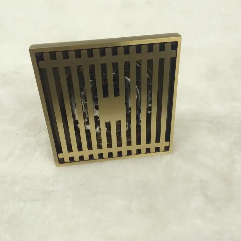 High-Quality Copper T Type Deodorant Core Floor Drain Filter Shower Room Square Grid Style Brass Drains Strain Covers Brass