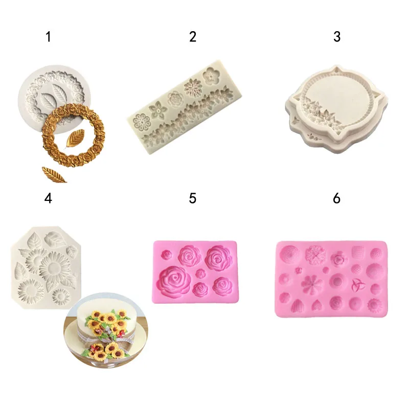 Rose Leaves Silicone Mold Resin Cake Diy Chocolate Picture Frame Sugar Baking Moulds Molding Decoration Tools