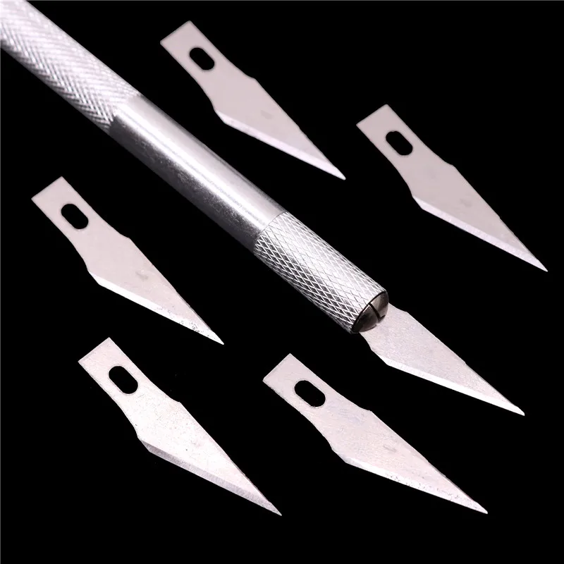 Non-Slip Metal Scalpel Knife Tools Kit Cutter Engraving Craft knives+5pcs Blades Mobile Phone PCB DIY Repair Hand Tools