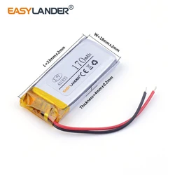 401833 3.7V 170mAh Rechargeable Lithium Li-ion Polymer Battery for MP3 DVR Bluetooth DIY Toys 041833 401830 401730