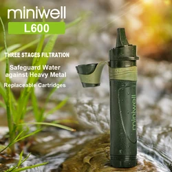 Miniwell-filtro de agua portátil para supervivencia al aire libre, equipo de Camping, Pajita, L600