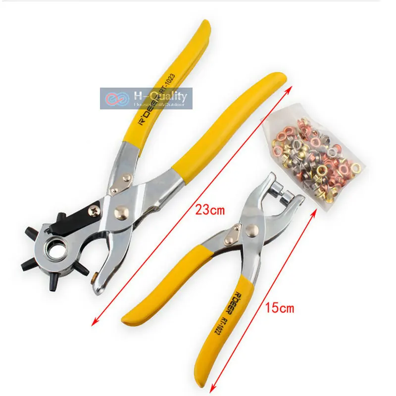 

2PC/SET Revolving Belt Leather Hole Punch Pliers And Shoe Cloth Eyelet Setter Setting Fastener Press With 100PCS Free Buttons