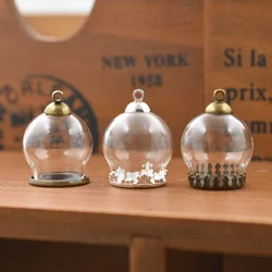 5set 20*15mm Hollow Glass Globe With Setting Base Beads Cap Set 0rb Glass Vials Pendant Glass Bottle Jewelry Pendant