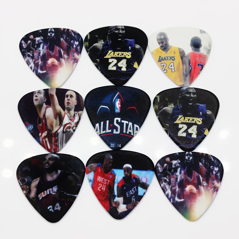 SOACH 50PCS 0.46mm guitar picks two side picks earrings pick Basketball star mix picks guitar guitar paddle Guitar Accessories