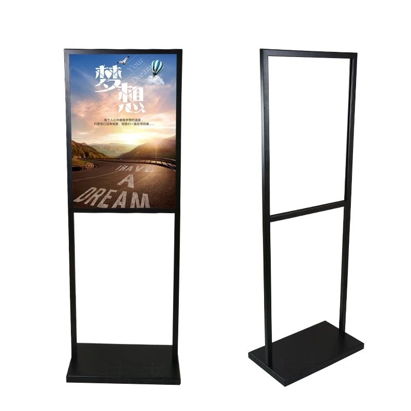 

Linliangmuyu Black iron double sided advertising poster metal display stand holder landing rack Restaurant Outdoor Stand HB24