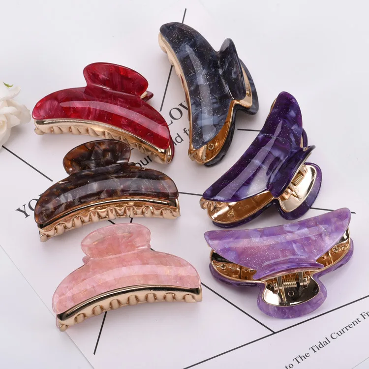 9CM new style Large floral acrylic Hair Clips Girls Hairpins Crab Claws Jaw Clamp Hair Jewelry for Women Banana Grips Slid