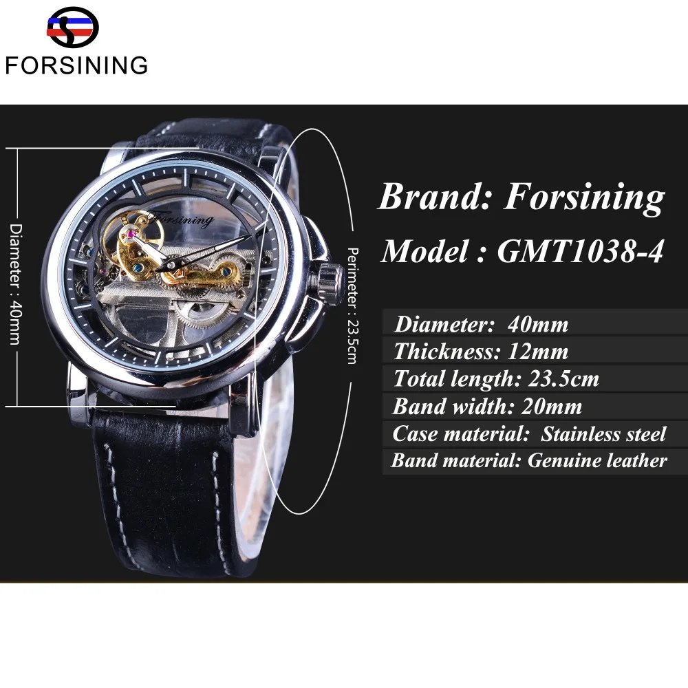 Forsining Men\'s Mechanical Watches with Automatic Winding Steampunk Watch Waterproof Design Mens Watches Top Brand Luxury Clock