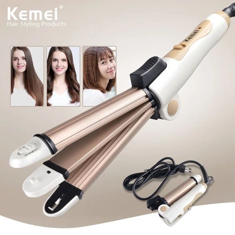 

Kemei KM-8851 3 In 1 Multifunction Hair Straightener Hair Curler Ceramic Coating Foldable Hair Curling Iron Hair Styler