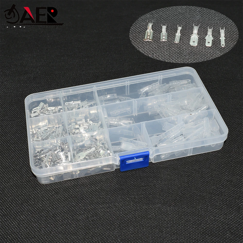 

270pcs 2.8/4.8/6.3mm Motorcycle repair parts tool Wire Crimp Terminals Insulated Seal Electrical Connector Assortment Kit