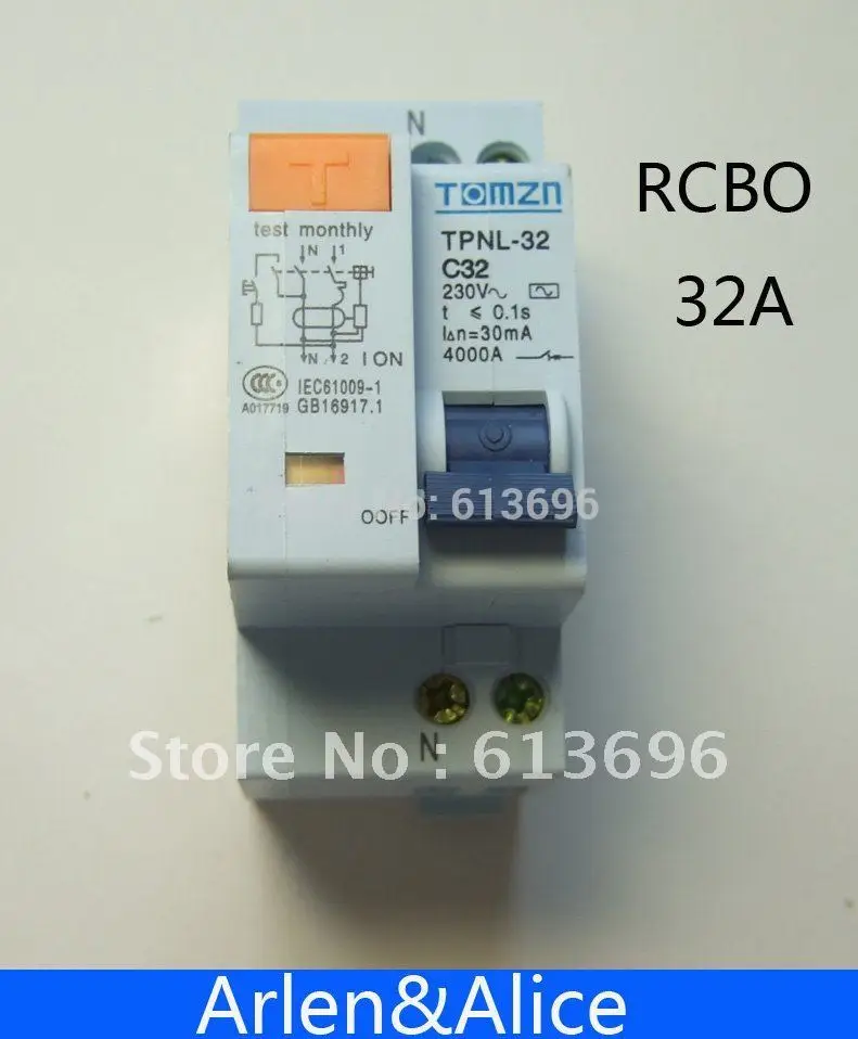 DPNL 1P+N 32A 230V~ 50HZ/60HZ Residual current Circuit breaker with over current and Leakage protection RCBO