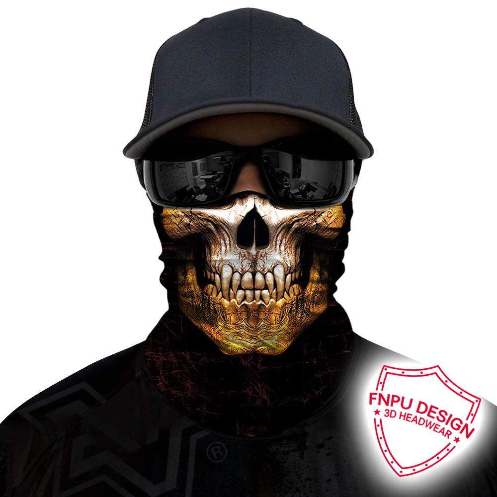 BJMOTO Amazing 3D Skull Face Shield Motorcycle Biker Balaclava Windproof Ski Neck Gaiter Bandana Anti-UV Scarf Headband