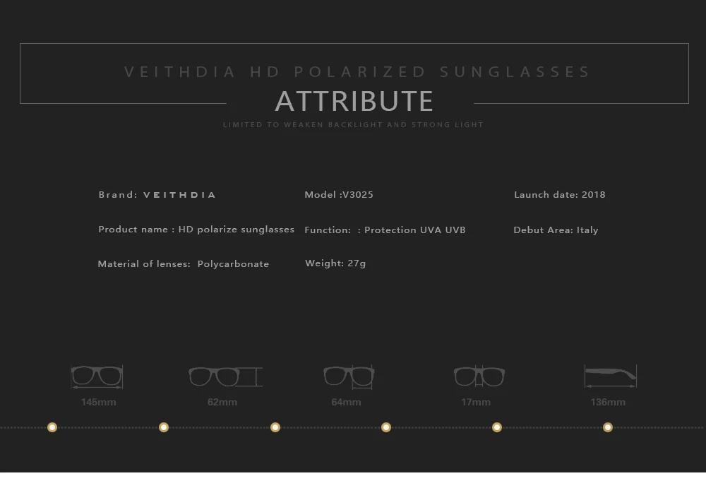 Veithdia retro mode sonnenbrille polarisiert uv400 luxus damen vintage designer frauen sonnenbrillen brillen für frauen v3025 – Detail 5