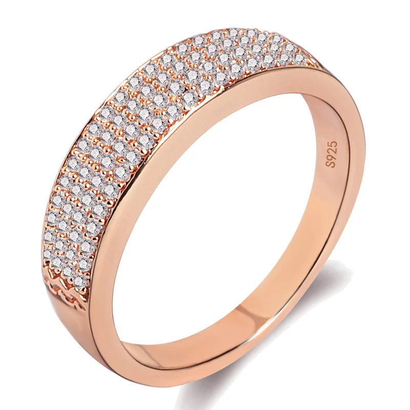 Geometry Rose Gold Wedding Ring for Women Micro-inlaid Simulation Zircon Ring Jewelry Engagement Love Rings Birthday Gift