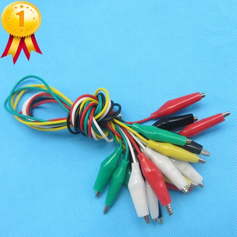 1set 10pcs Double-ended Test Leads Alligator Crocodile Roach Clip Jumper Wire 5 Colors