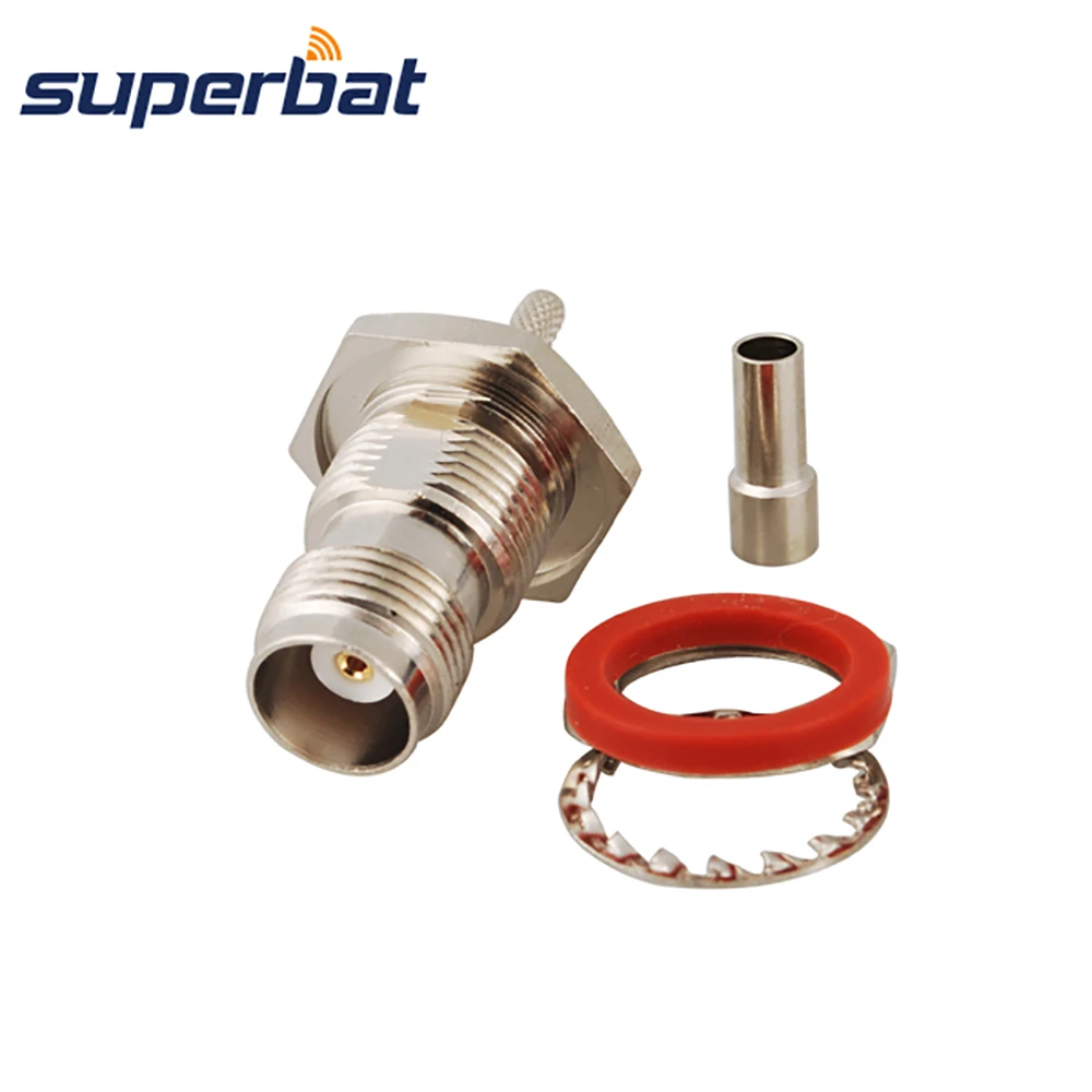 Superbat TNC Crimp Female Bulkhead O-ring RF Coaxial Connector for Cable RG174 RG178,RG316,LMR100