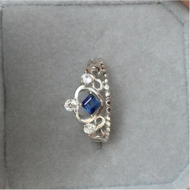 Natural real blue sapphire ring  925 sterling silver Fine handworked jewelry  Gem Size 3mm