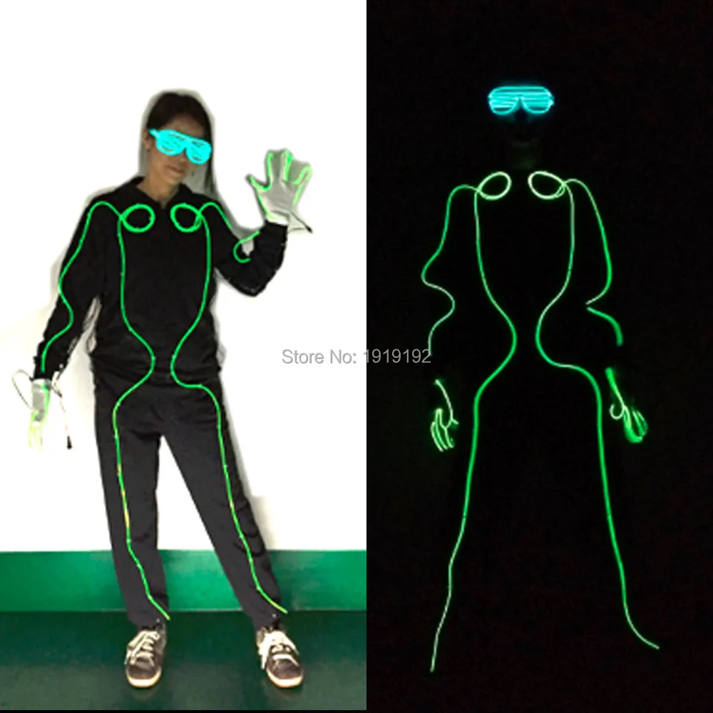 DIY Glowing EL Costume Accessory EL Wire Neon Light DIY Material Self-Make Fluorescent Clothes Luminous Costumes For Dance