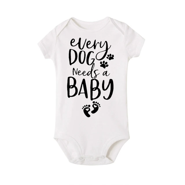 Summer Baby Clothes Every Dog Needs a Baby Letters Print Romper Baby Boy Girl White Cotton Short Sleeve Infant Clothes 0-24M