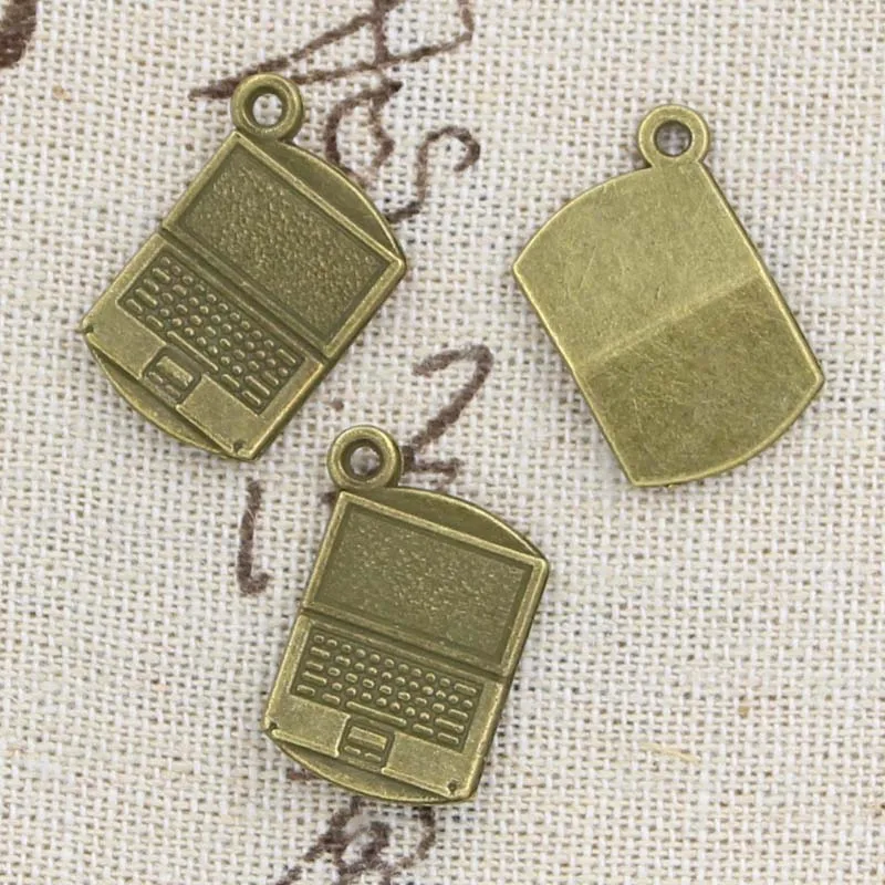 12pcs Charms Notebook Laptop 21x13mm Antique Bronze Silver Color Pendants Making DIY Handmade Tibetan Bronze Jewelry