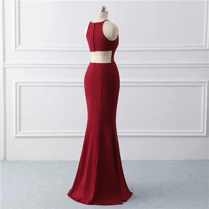 Burgundy sexy evening gown dress  Mermaid prom dress  stretch fabric Long Evening Dresses side slit Prom Dress  vestido de noiva