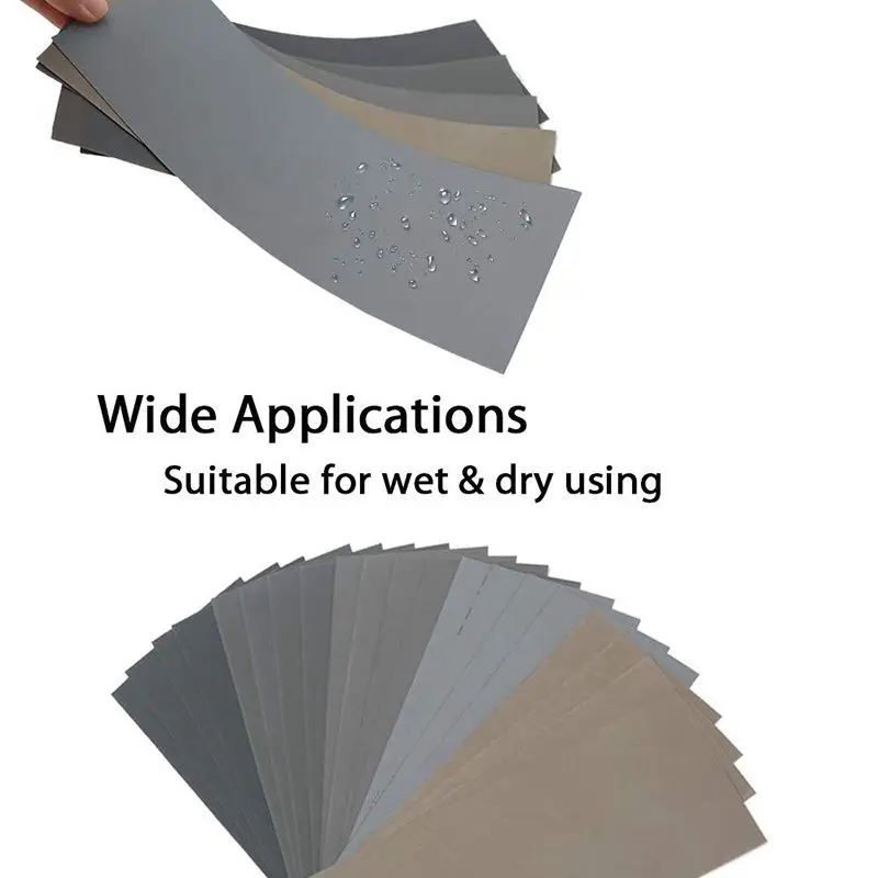 HLZS-20Pcs Wet Dry Sandpaper, High Grit 1000/2000/3000/5000/7000 Sandpaper Sheets Assortment For Wood Metal Polishing Automoti