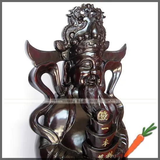 T Zhai mahogany wood carving crafts Gallery] the God of wealth of Buddha 80cm large decoration decoration Home Furnishing