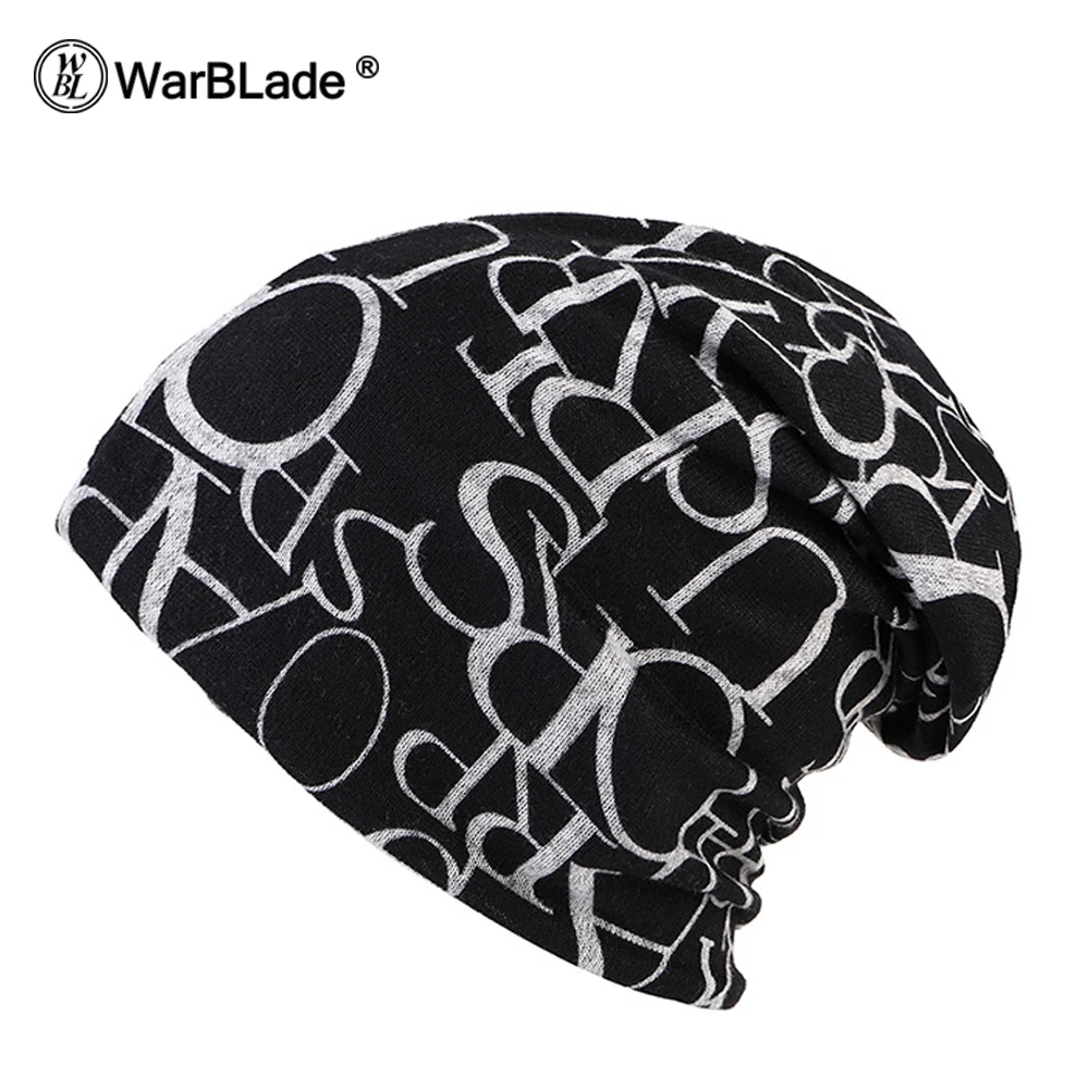 1 PC Fashion New Women Spring Autumn Causal Beanies Scarf Star Letter Pattern Female Warm Hat Caps 3 Usages Headwear