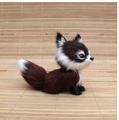 new simulation dark brown fox toy plastic&fur cute fox doll about 15x7x11cm