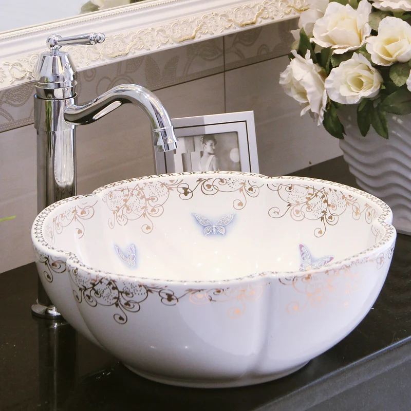 

Jingdezhen factory directly art hand painted ceramic washbasin vanity porcelain wash basin bowl