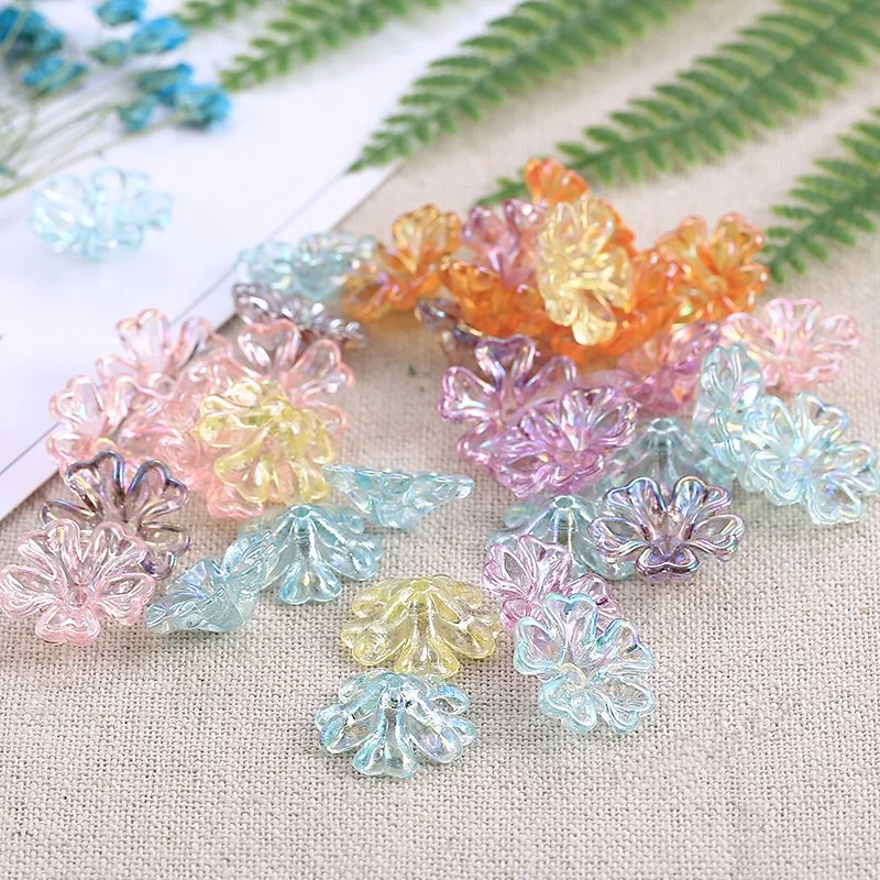 48pcs Transparent Acrylic Flower Petals Flower Frosted Acrylic Spacers Beads For Wedding Earrings DIY Makeing Accessories