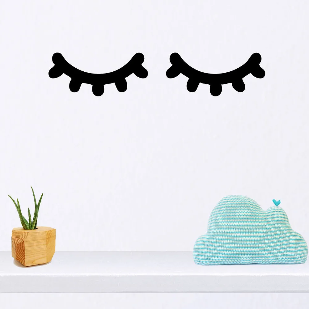 Sleepy Eyes Decal Eyelashes Nursery Vinyl Wall Art Sticker for Baby Room Bedroom Decor