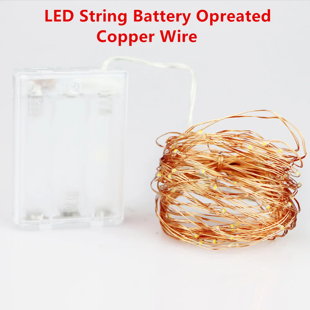 LSDM 2M 5M 10M 100 Led Strings Copper Wire 3XAA Battery Operated Christmas Wedding Party Decoration LED String Fairy Lights