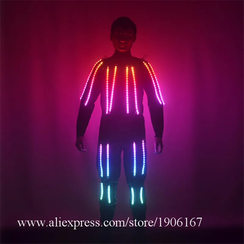 Full Color Led Light Dance Costumes Ballroom Luminous Robot Men Suit Clothing Party Performance Show Led Growing Waterproof Wear