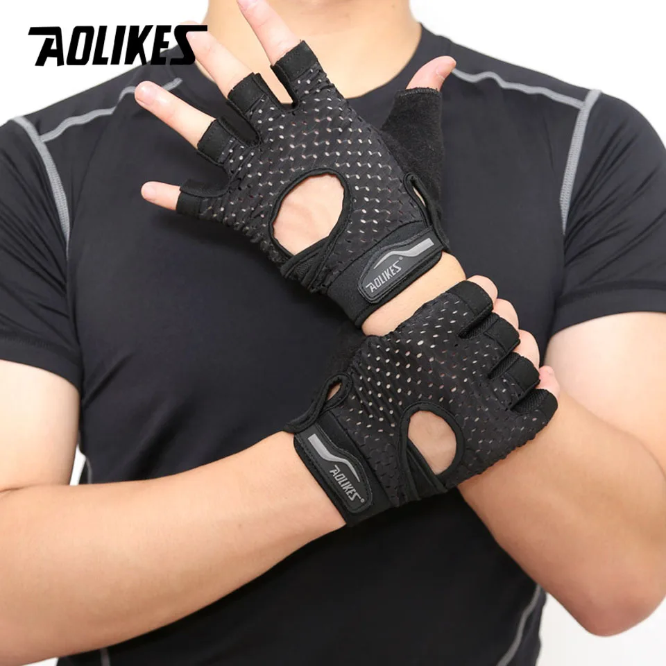 AOLIKES Professional Gym GlovesExercise Gloves Men Hands Protecting Breathable Sports Gloves Sport Fitness Weight-lifting Gloves