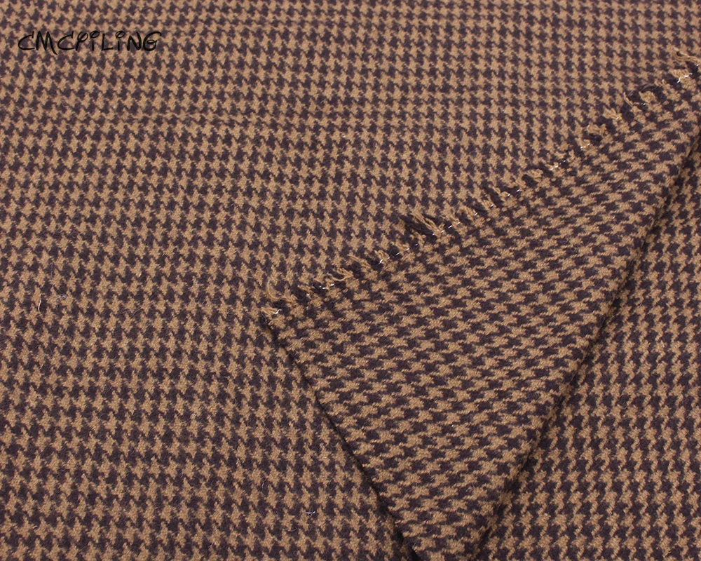 CMCYILING Houndstooth Tweed Cashmere Wool Fabric for Spring Autumn Cloak Coat Felt Fabrics Tissu Stoffa Meter