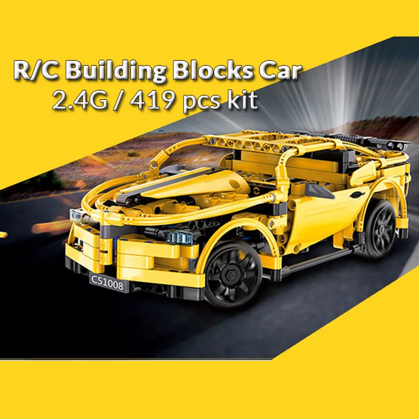 419pcs RC Building Blocks Car Yellow Camar Model Compatible All Major Brands toys DIY Assembled Set Birthday Gift for kids boy