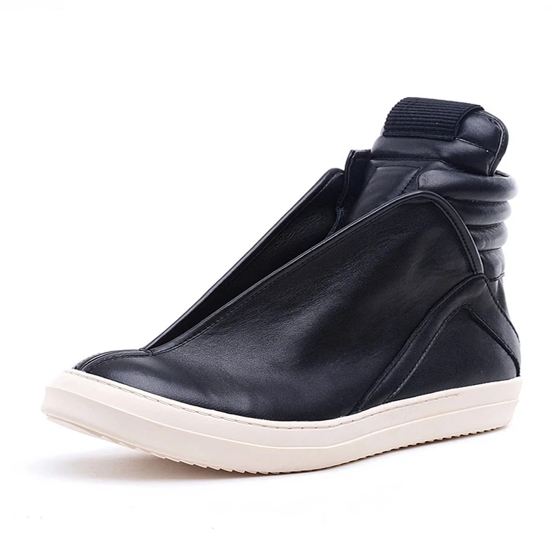 Men Shoes High-Top Ankle Luxury Trainers Sneakers Genuine Leather Men Boots Fashion Black Street Hip Hop Shoes Designer Boots