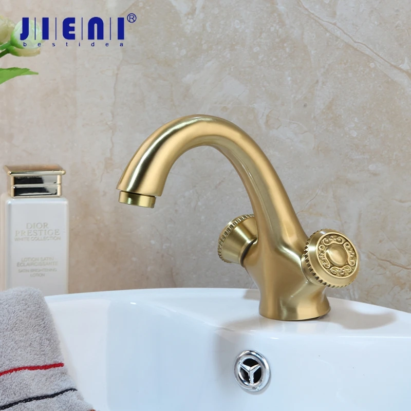 

JIENI Antique Brozen Brass Solid Kitchen Faucets 2 Handles Stream Spray Basin Sink Faucet Mixer Tap Retro Vintage